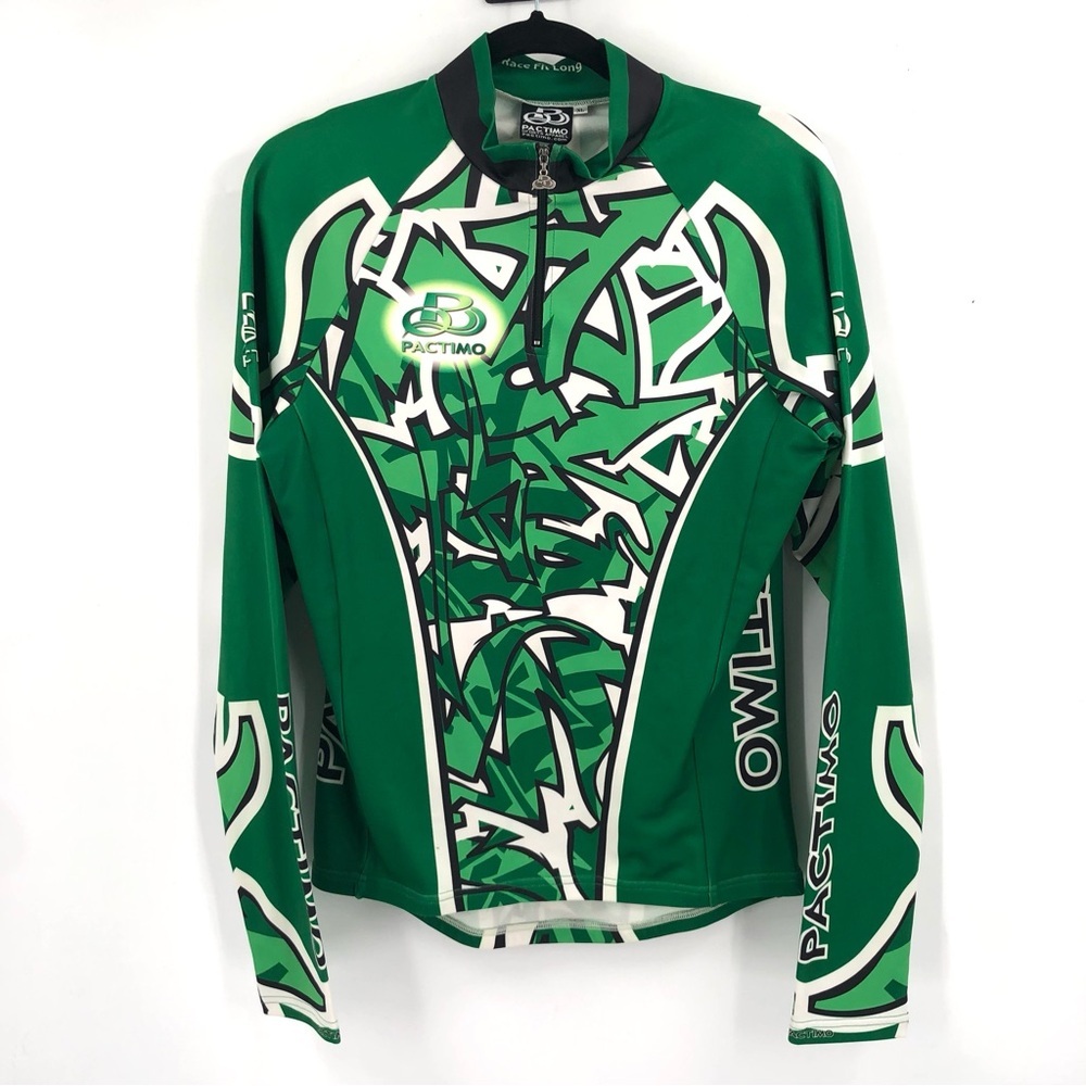 PACTIMO Cycling Jacket Green Women's Race Fit Long Sleeve XL Biking Bike 1/4 Zip